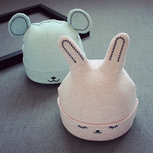 新生儿加绒兔子帽子0-3个月