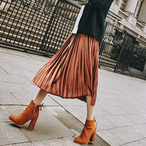 金丝绒裙子中长款