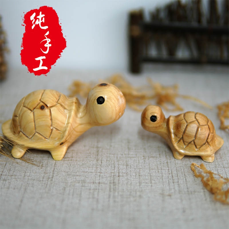 手工纯实木雕刻乌龟摆件动物工艺品风水木刻龟zakka 创意礼品