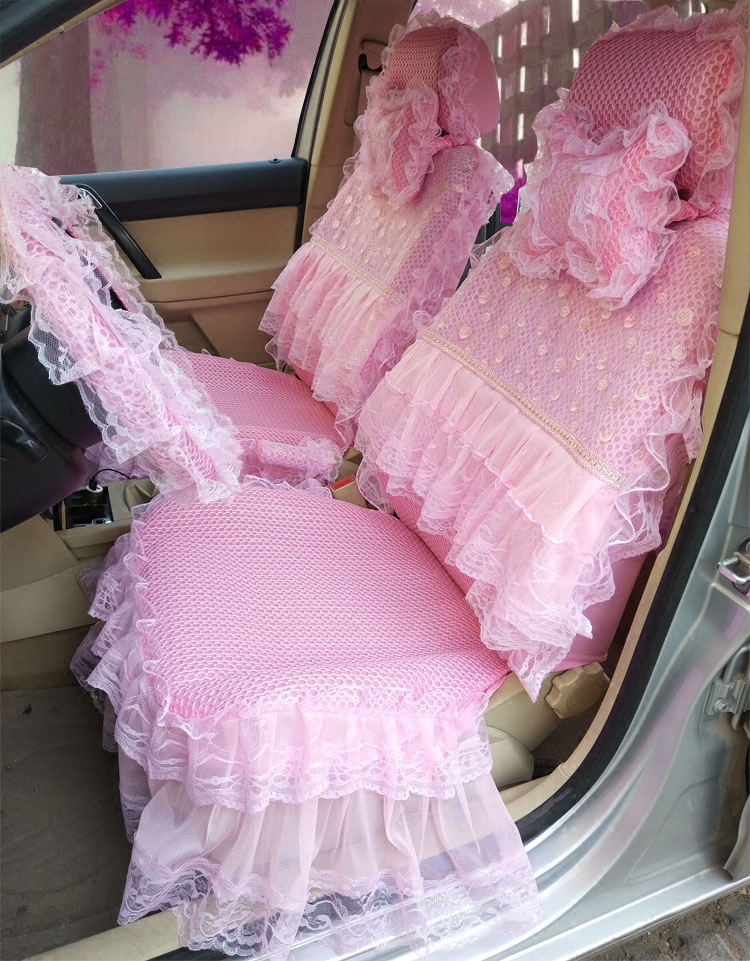 蕾丝汽车座套全包布艺女士时尚车套蕾丝汽车坐垫套夏季座椅套四季