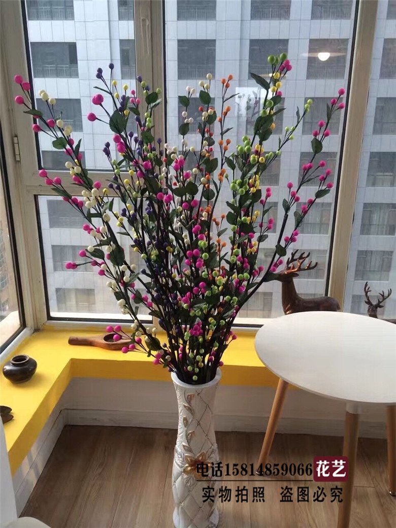 落地大花客厅落地仿真假花干枝插花雪花梅居家室内新房配果海棠果
