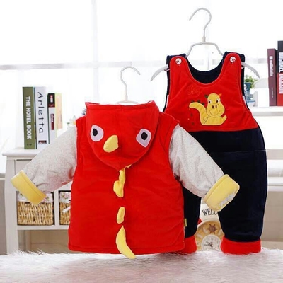 秋冬装0-1-2岁男宝宝衣服冬天婴儿童棉衣套装