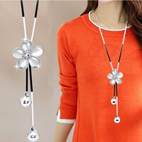 包邮韩版时尚春夏双层项链打结珍珠毛衣链长款