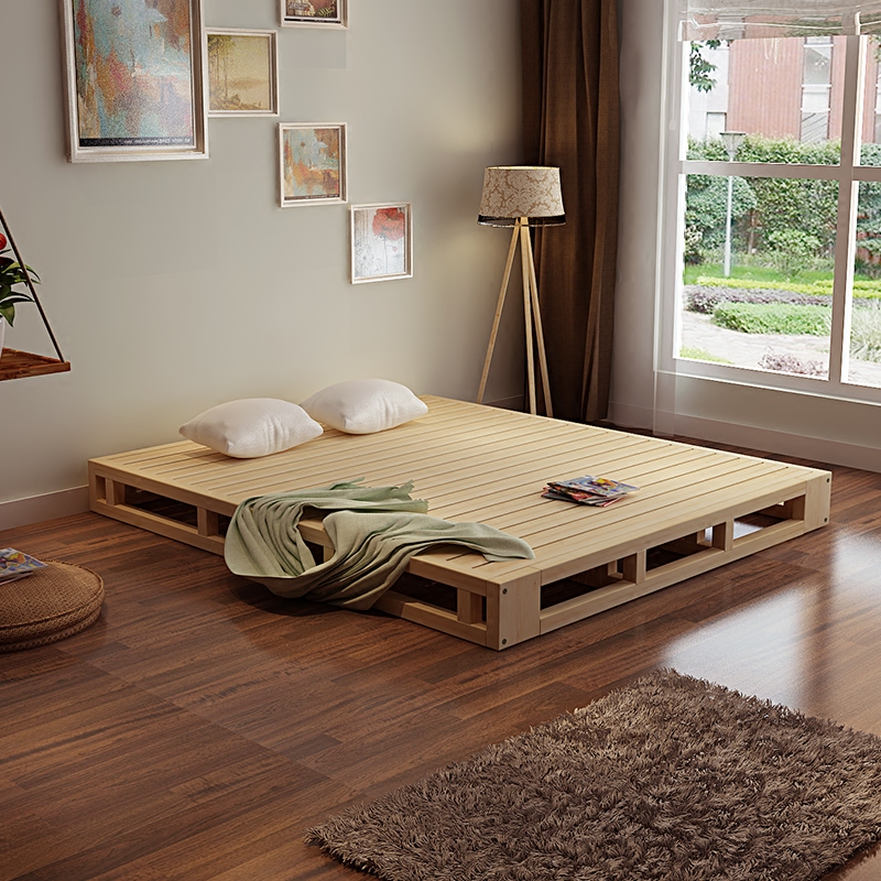 实木硬板床垫双人床架子1.5米加高床板1.8米硬席梦思榻榻米简易床
