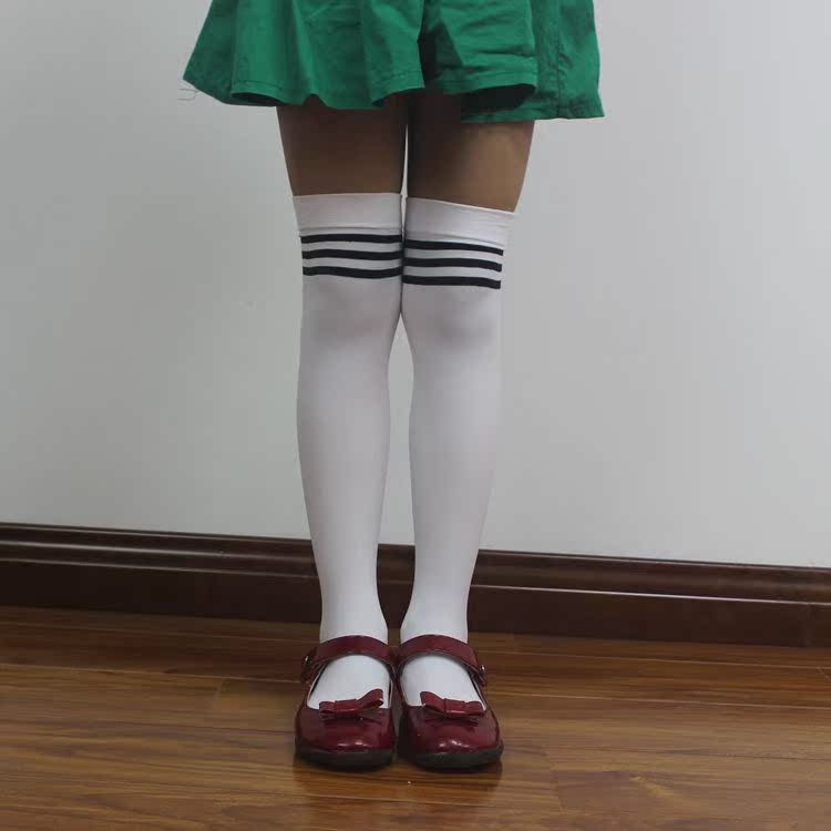 春夏女童高筒袜纯棉儿童长筒袜条纹大童过膝袜学生袜子半截大腿袜