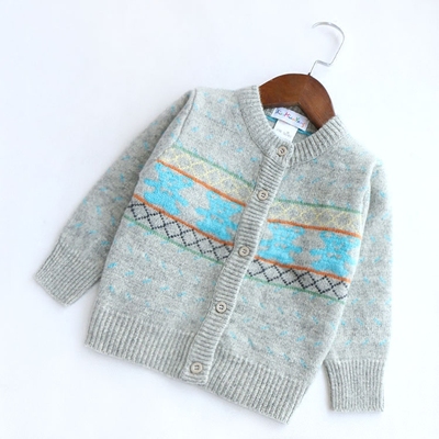 婴儿男童春秋季对襟扣毛衣外套 男宝宝帅气时