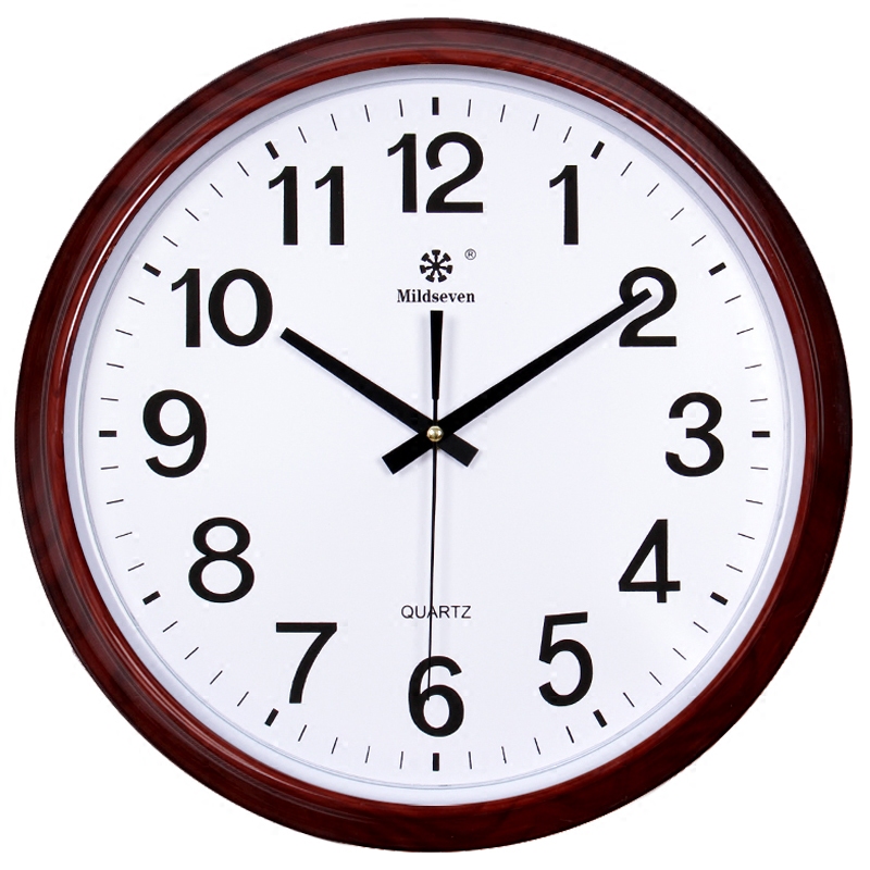 七王星挂钟客厅钟表中式创意圆形电子石英钟家庭静音办公时钟挂表