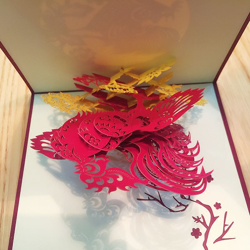 中国风3d立体折叠贺卡 韩国创意员工代写祝福手工制作diy纸雕批发