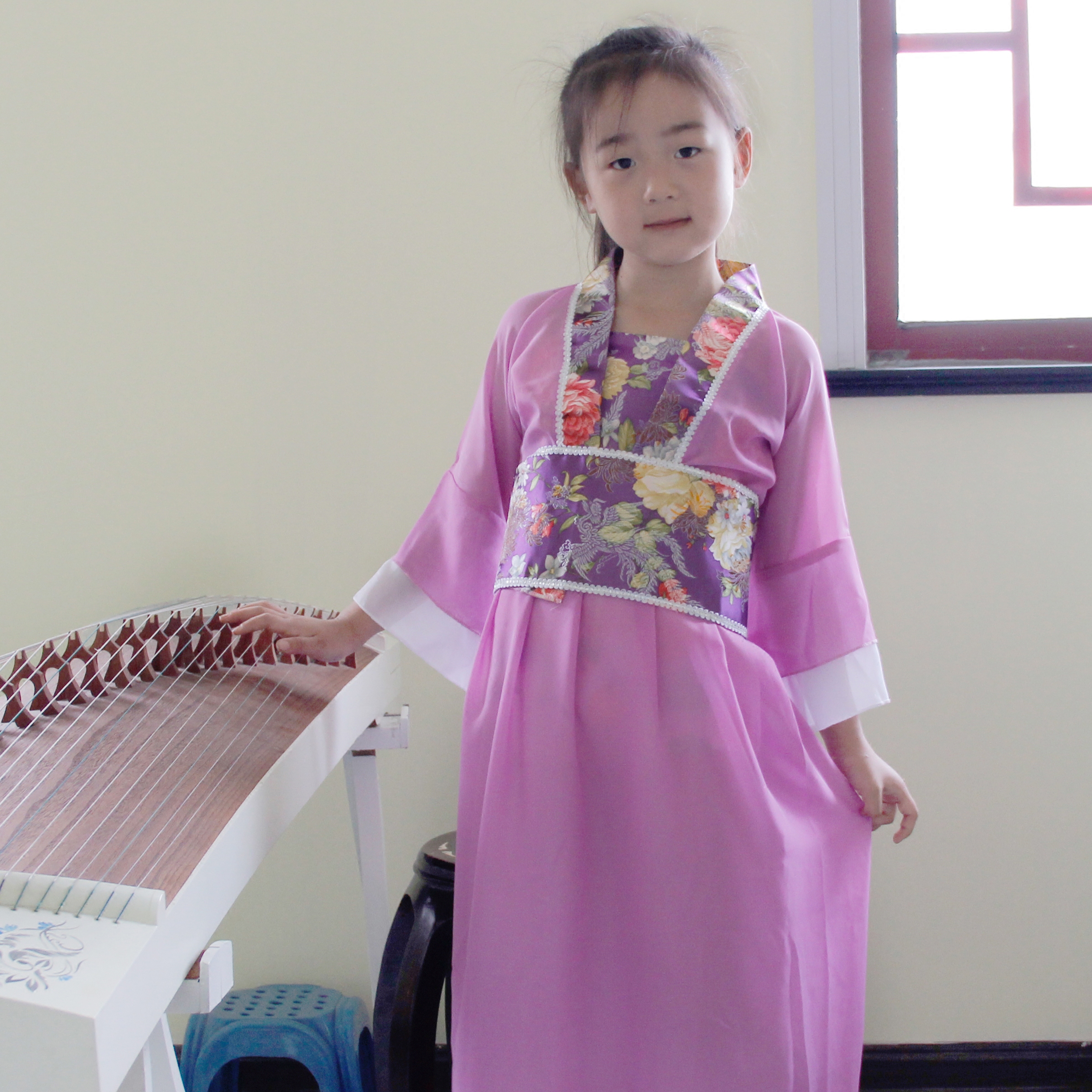 云彩西 儿童古装汉服女童装古筝公主古代仙女裙 民族演出服装夏装