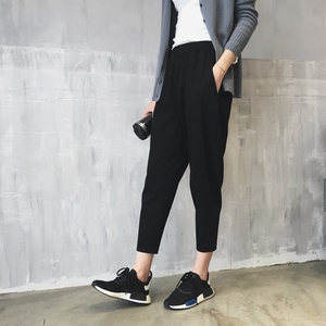 松紧腰九分小脚裤