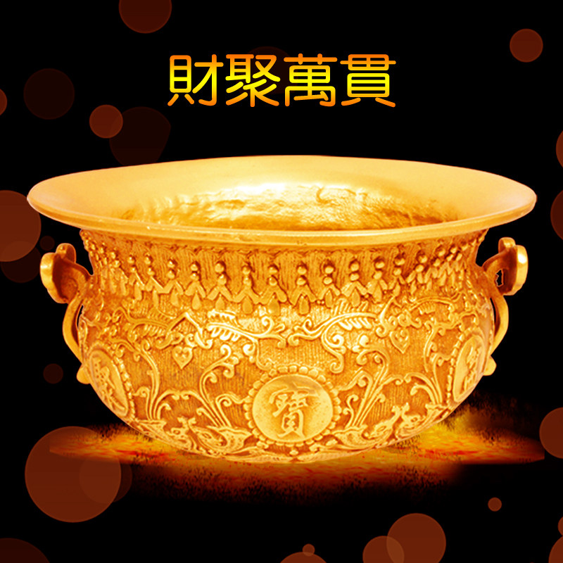 开光风水纯铜聚宝盆摆件 招财聚财家居香炉工艺品开运装饰品礼品