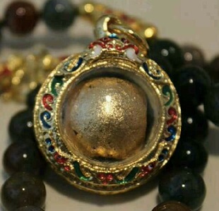 槟榔 泰国佛牌真品 转运珠 龙婆炎 转运球 手链 槟榔贴金箔 送鎏金壳