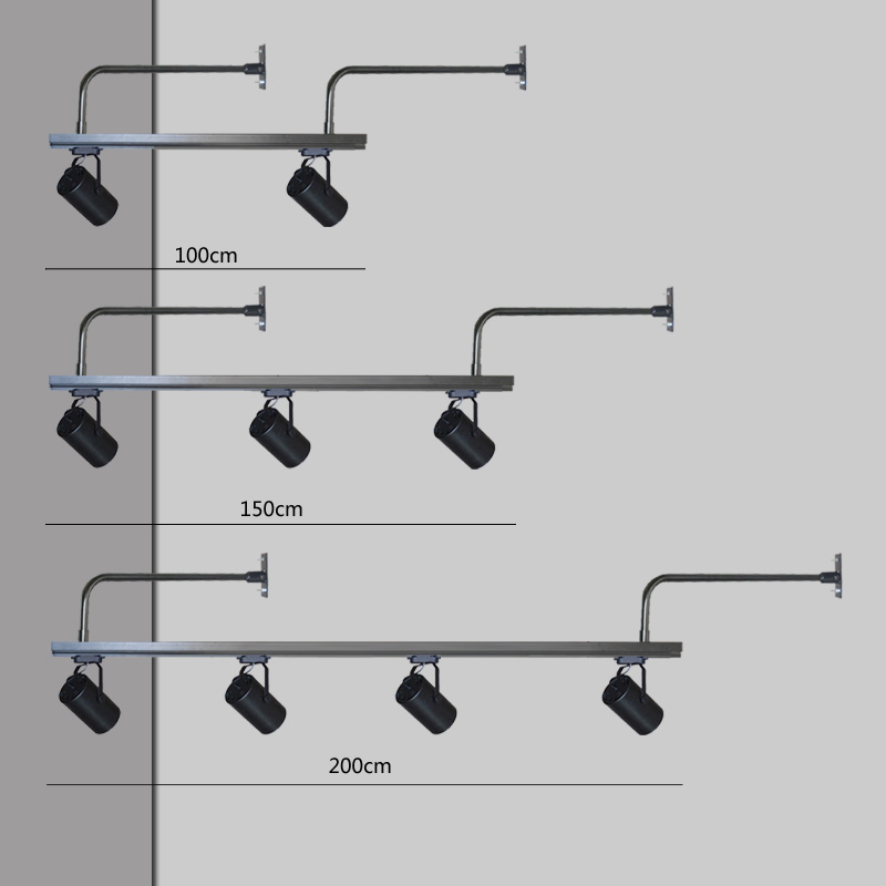 壁式厚重射灯轨道安装支架背景墙展厅服装店面导轨射灯延伸支架铁