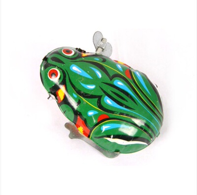 发条铁皮青蛙宝宝儿童玩具怀旧经典上发条弹跳青蛙上链条跳跳蛙