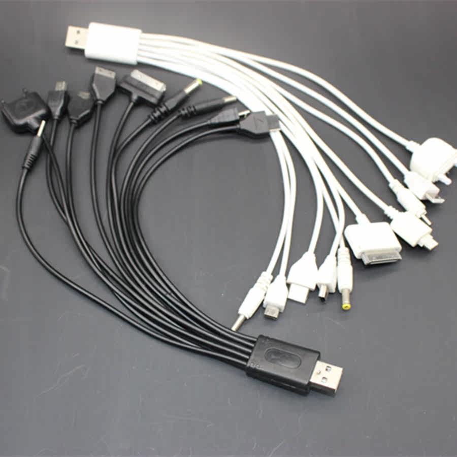 多功能数据线 一拖十数据线批发 万能十合一手机多usb充电线