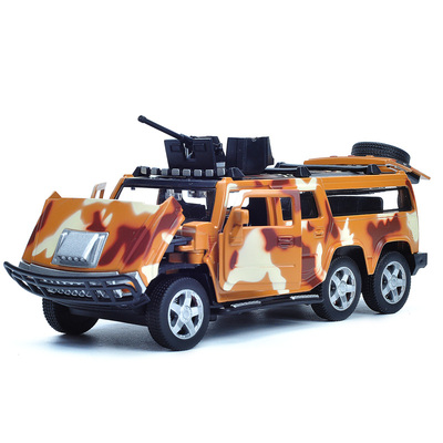 仿真合金1:32悍马越野车 迷彩声光回力车模儿童玩具车军事战车