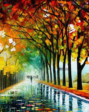 精准印布 dmc十字绣正品 套件 客厅 欧式油画风景系列 雨中漫步二