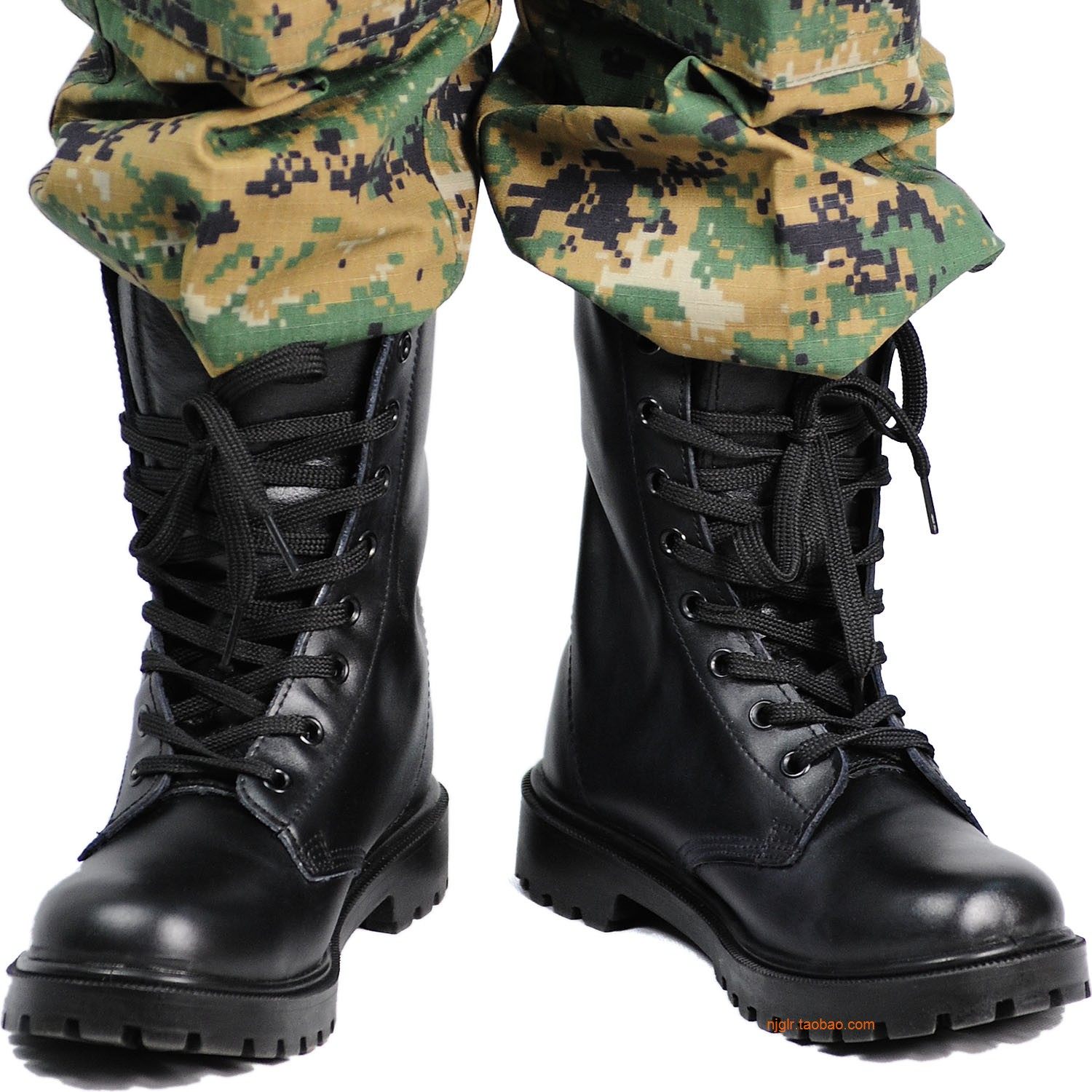 【限时包邮】swat款巴拿马底系带中筒黑牛皮战术沙漠丛林作战军靴