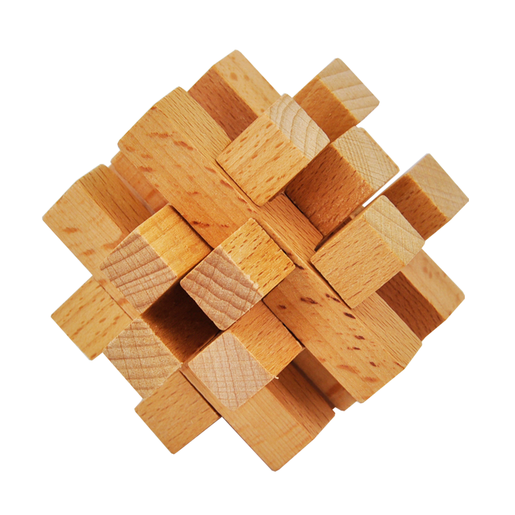 孔明锁鲁班锁 榉木十四根锁 成人儿童益智玩具古典解锁木制精品