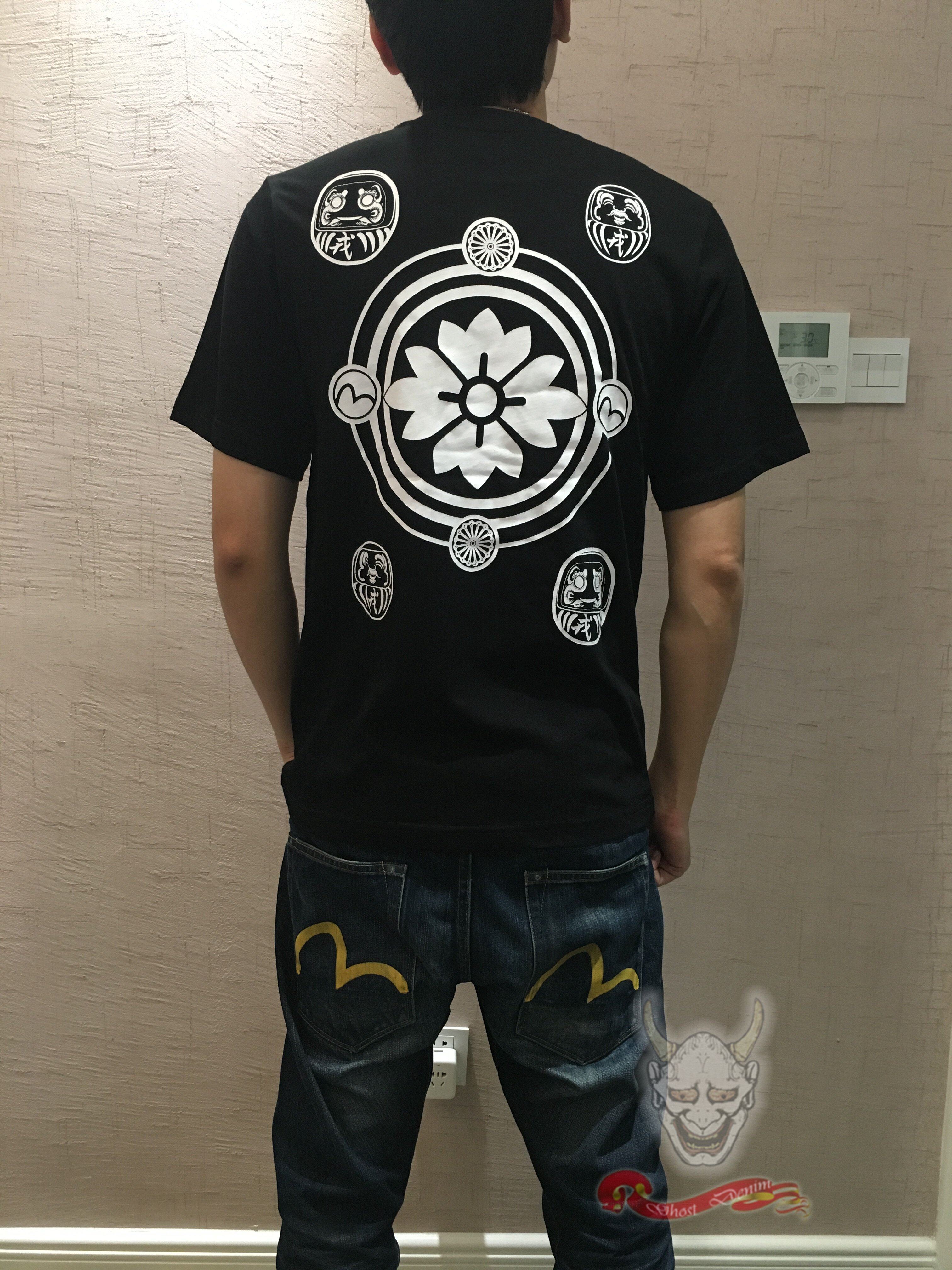 evisu福神背后樱花木鱼娃戎字印花纯棉圆领短袖t恤1eshtm7ts557xx