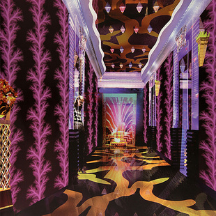 紫色烟花金色金箔墙纸娱乐场所酒吧ktv包房背景墙过道壁纸特价