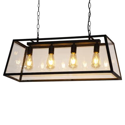 loft设计师工业复古酒吧台吊灯铁艺创意美式咖啡厅玻璃箱餐厅吊灯