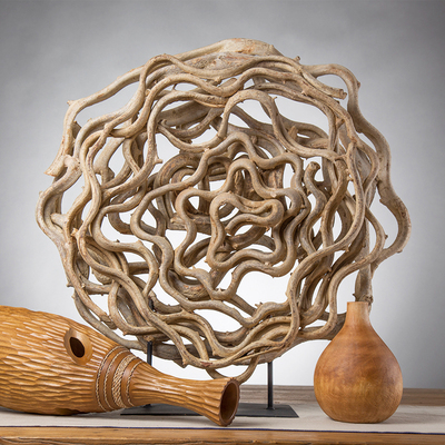 境泉 原木树藤摆台 泰式东南亚风格艺术摆设 玄关软装饰品摆件