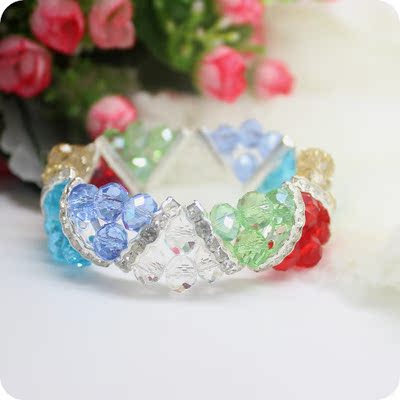 地摊展销会超热卖手工水晶串珠编织diy手链厂家直销批发 v字手排