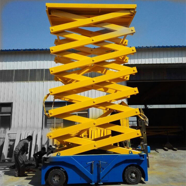 遥控式升降机自动升降平台车液压电动升降机梯电瓶自行走升降平台_双