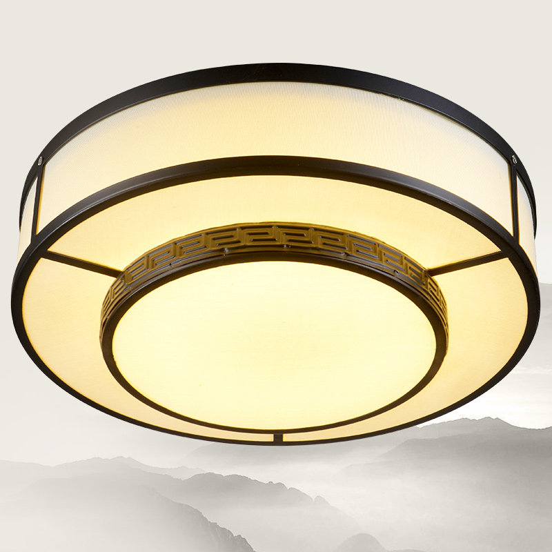 新中式吸顶灯圆形客厅灯卧室灯led创意个性餐厅茶楼别墅会所灯具_爱酷