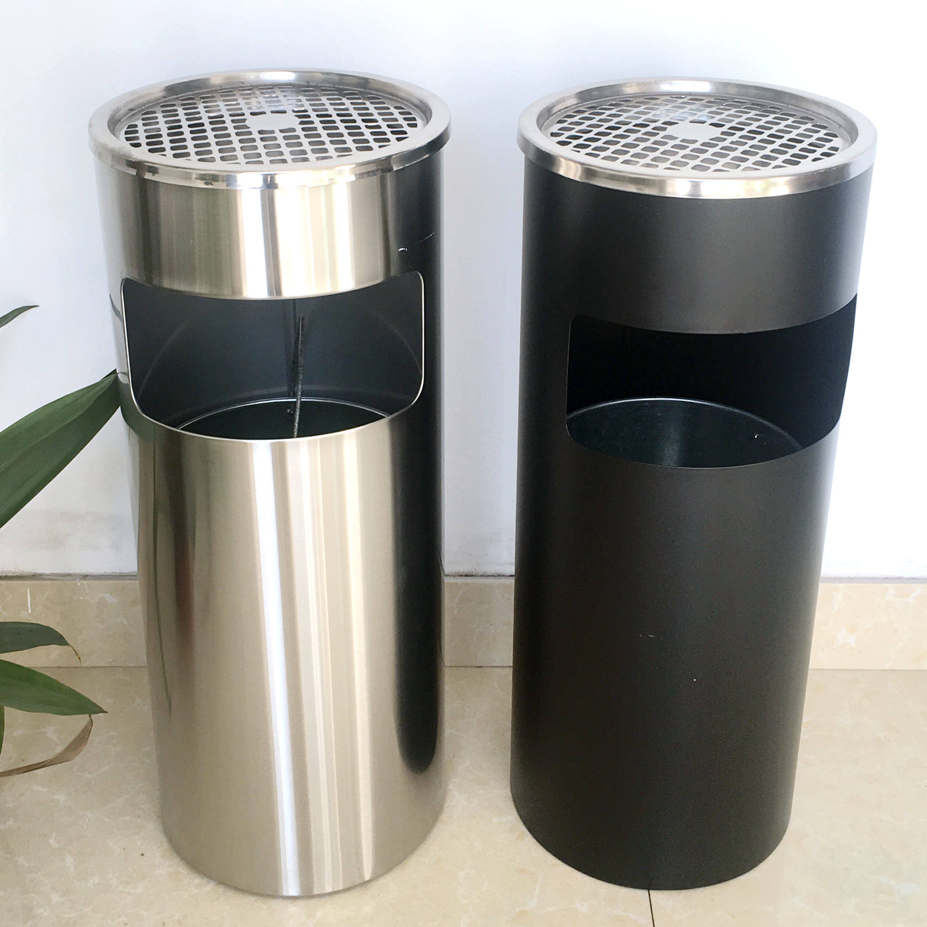 包邮圆形砂钢果皮箱烟灰座不锈钢铁烤漆酒店垃圾桶户外大堂带内桶