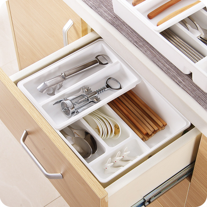 厨房抽屉分格餐具整理收纳盒可移动桌面杂物收纳盒物件分类储物盒