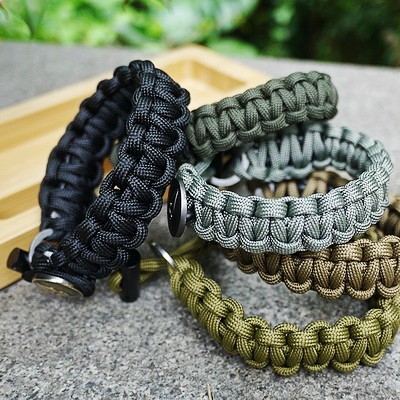户外 伞绳手工编织 三合一求生手链 eg叛逆 多用途战术求生手环链