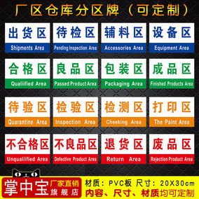 工廠車間地貼定製成品區半成品區原材料區裝配區合格區分區標識貼