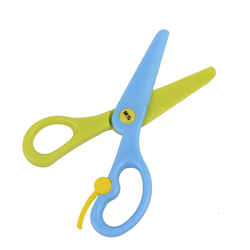 晨光儿童弹力剪刀 abs树脂全塑料省力安全不伤手幼儿园手工纸剪刀_爱
