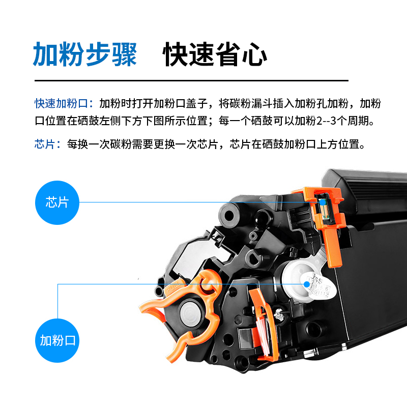 富民适用惠普hp laserjet p1108打印机硒鼓墨盒p1106易加粉碳粉盒