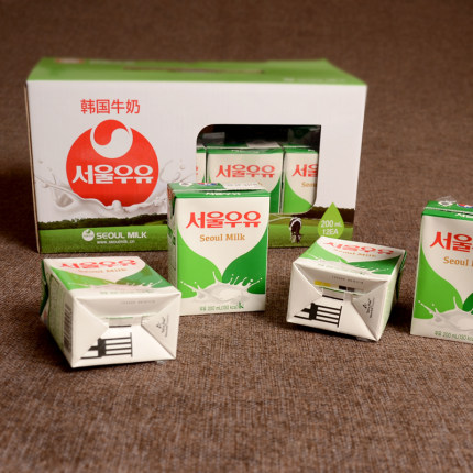 24盒包邮 韩国原装进口首尔纯鲜牛奶 老少皆宜盒装牛奶200ml_7折现价