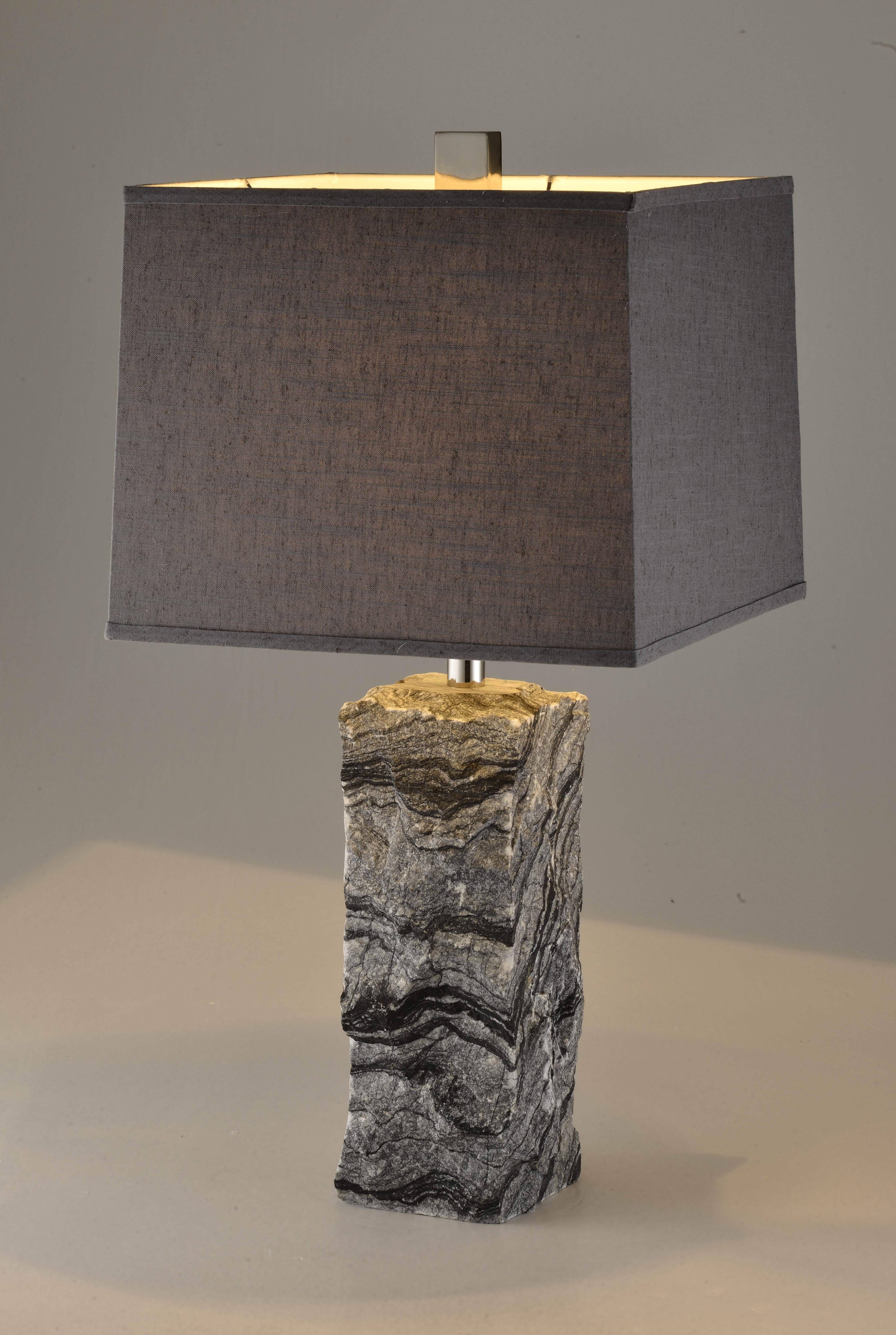 现代中式高档实心云石白色灯罩样板房设计师家居客厅卧室书房台灯