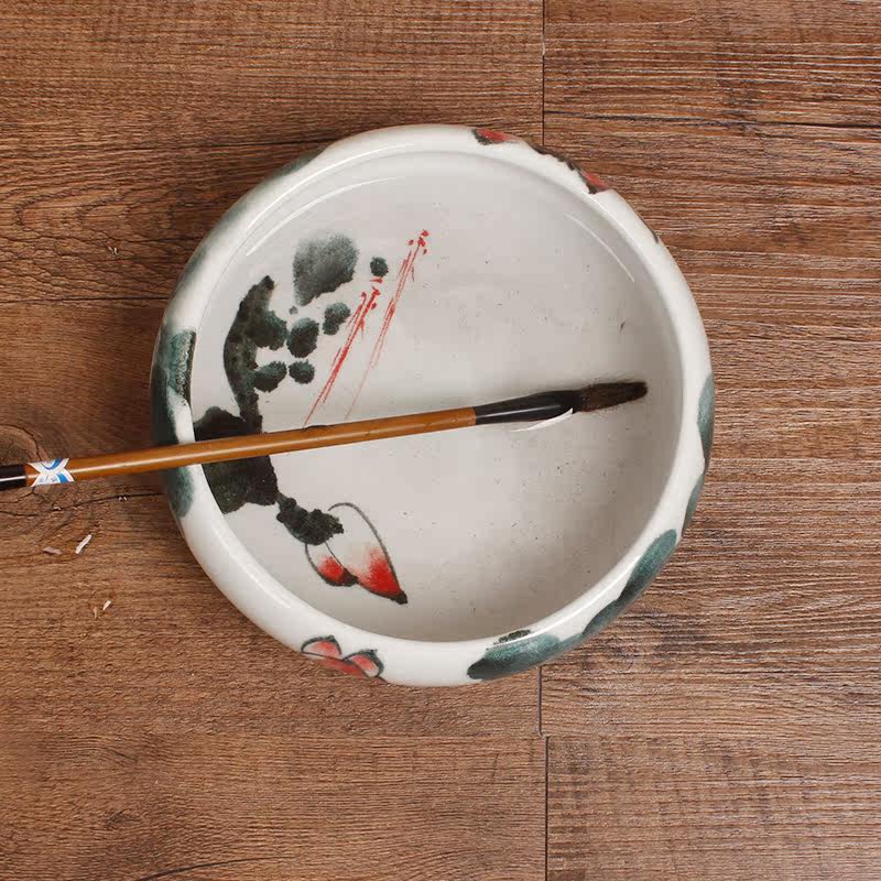 曹一阁手绘陶瓷大号笔洗笔缸景德镇毛笔文房四宝书法绘画美术用品