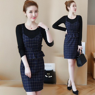 港味洋气时尚套装女装秋装唯品会女人味衣服气质潮流背带裙两件套