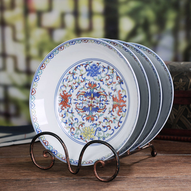 景德镇陶瓷器菜盘子仿古陶瓷饭盘深盘汤盘窝盘家用圆形深菜盘碟子
