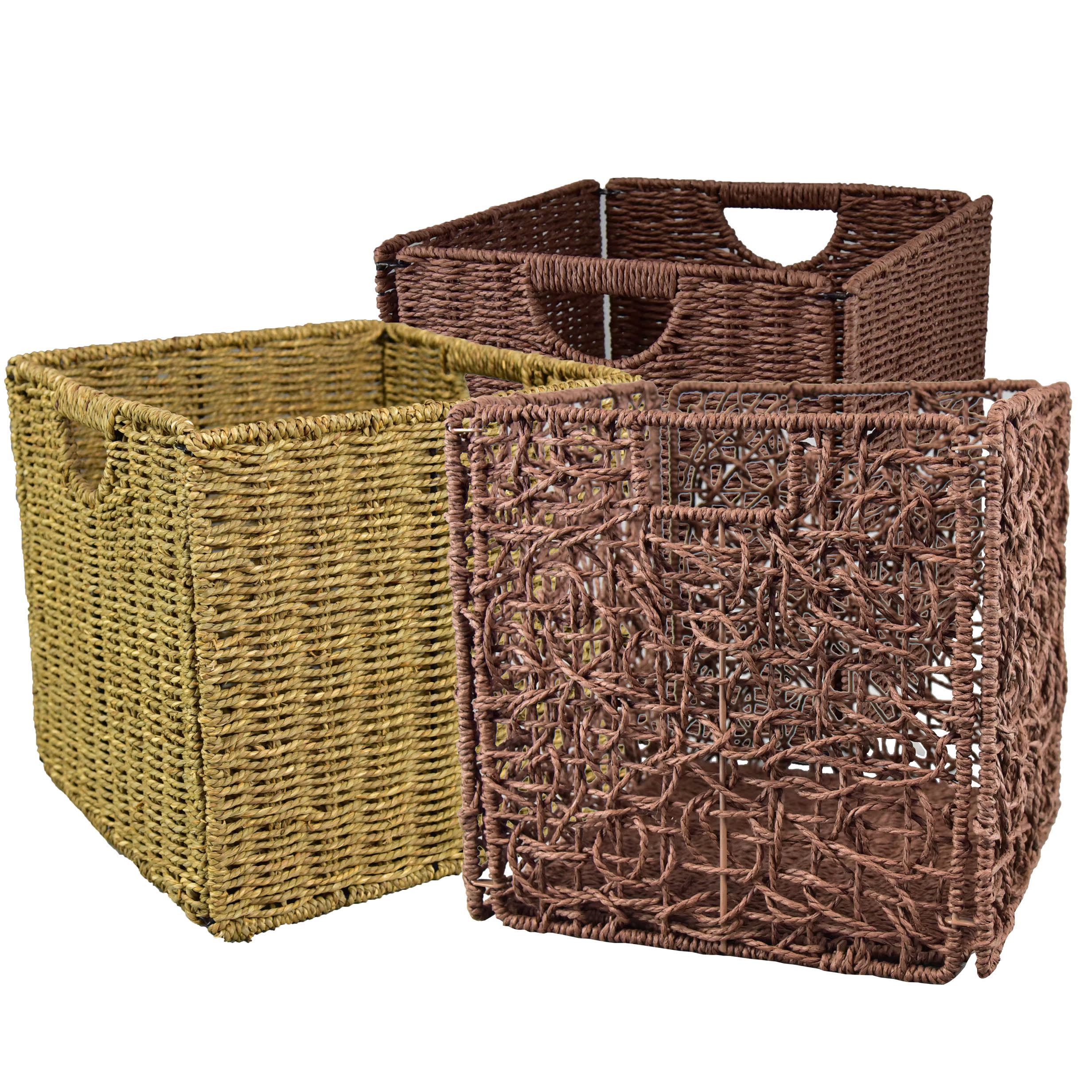 草编收纳筐可折叠收纳篮桌面收纳箱玩具收纳盒整理收纳箱柳风家居