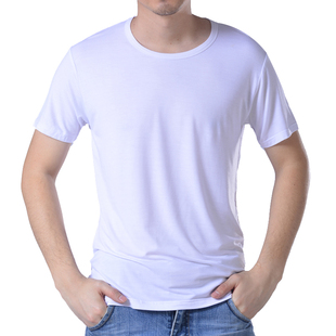 中老年人莫代尔汗衫老头衫夏季男士t恤宽松白背心圆领短袖爸爸装