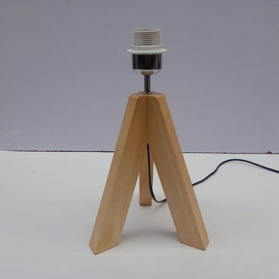 原木质木艺实木创意台灯三角脚架灯座木底座灯具配件diy带开关线