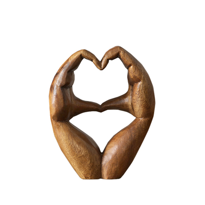 迦乐 美式乡村 pattaya手工原木雕刻 手型爱心造型 经典桌面摆件