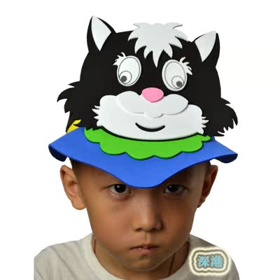 小猫钓鱼儿童话剧表演道具 蜻蜓蝴蝶动物头饰帽子幼儿园舞台面具