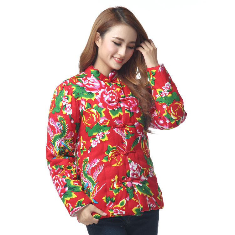 原创中式东北大花布棉衣棉服纯棉花盘扣外套棉袄女士民族风新娘装