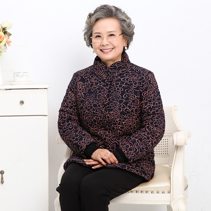 老年人加厚外套女60-70-80岁奶奶冬装上衣老人女装秋装老太太衣服
