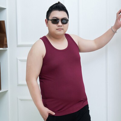 特大码男士莫代尔背心夏季胖子加肥加大码宽松薄款高弹宽背男汗衫