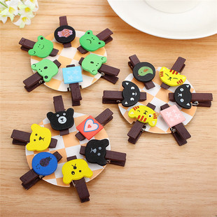 夹子卡通创意可爱彩色木质夹子照片夹儿童便签夹留言夹文具小用品